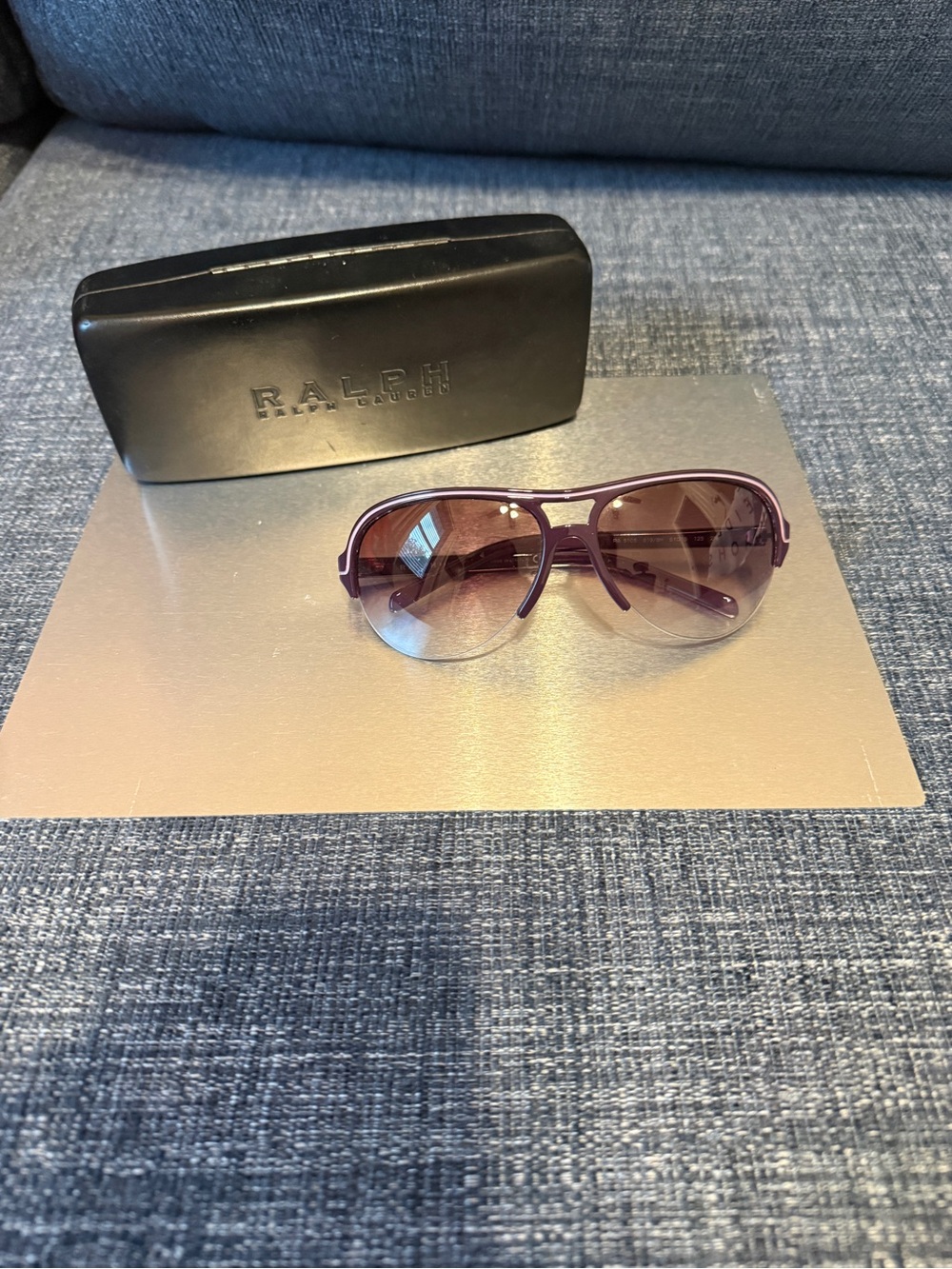 Ralph Lauren Women’s Purple Gradient Aviator Sunglasses with Matching Frame